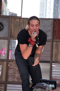 a man holding a microphone